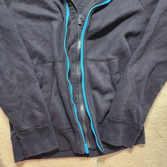 Hollister Sweater Medium Blue High Collar Full Double Zip Spell Out Jacket - Picture 3 of 8